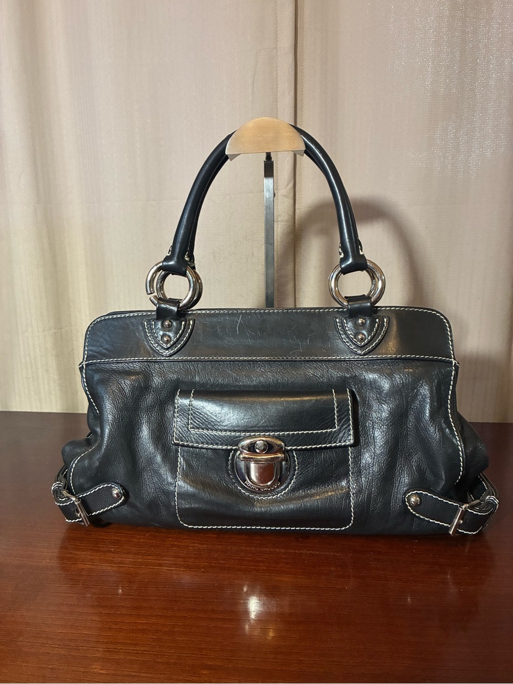 Marc Jacobs Black Leather Venetia Shoulder Satchel